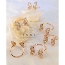 Sonat Collection Vip Seri Xupıng Solmaz, Kararma Yapmaz Gold Zirkon Taş Kelebekli Ayarlanabilir Yüzük