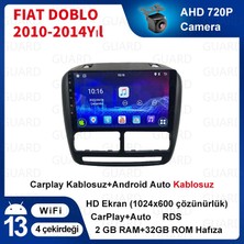 Fıat Doblo(2010-2014 Yıl)2Gb Ram +32Gb Rom Hafıza Multimedya Android Sürüm 13 Kablosuz Carplay Navigasyon 9 Inç Ekran Çerçeve ve arka görüş kamerası ile