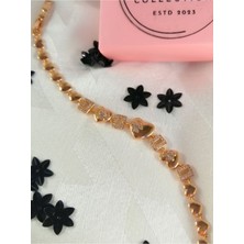 Sonat Collection Xupıng Zirkon Taşlı Rose Gold Kalpli Kareli Bileklik