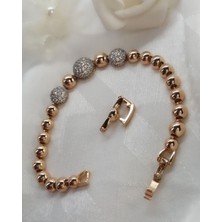 Sonat Collection Xupıng Vip Tasarım 19 cm Zirkon Taşlı Toplu Rose Gold Bileklik