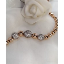 Sonat Collection Xupıng Vip Tasarım 19 cm Zirkon Taşlı Toplu Rose Gold Bileklik