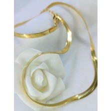 Sonat Collection Stainless Kararmayan 14 K Gold Renk Italyan Ezme Zincir 40 cm Kolye