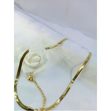 Sonat Collection Stainless Kararmayan 14 K Gold Renk Italyan Ezme Zincir 40 cm Kolye