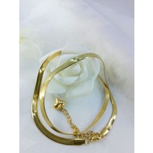 Sonat Collection Stainless Kararmayan 14 K Gold Renk Italyan Ezme Zincir 40 cm Kolye