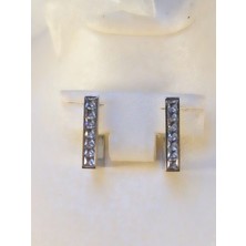 Sonat Collection Yeni Sezon Xuping Vip Seri Zirkon Taşlı Gümüş Köşeli Çelik Küpe