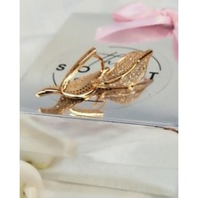 Sonat Collection Yeni Sezon Xuping Vip Seri Zirkon Taşlı Yaprak Çelik Küpe