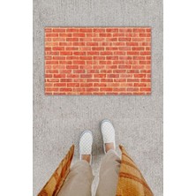 bebekokusu Dijital Baskı Dekoratif Tuğla Kırmızı Kapı Önü Paspası K-1262