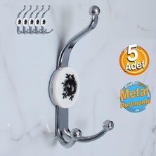 Badem10 5 Adet Krom Renk Askı Dolap Askılık Askılığı Banyo Mutfak Askısı Duvar Kapı Elbise Kıyafet Vestiyer