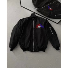 Tarz Yeri Los Angeles Siyah Bomber Mont – Fermuarlı, Cepli, Kapitone Astarlı, Bahar ve Kış Günlük Kullanım İçin Unisex Ceket- Siyah