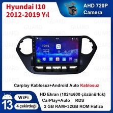 Hyundai I10 (2012-2019 Yıl)2Gb Ram +32Gb Rom Hafıza Multimedya Android Sürüm 13 Kablosuz Carplay Navigasyon 9 Inç Ekran Çerçeveli ve arka görüş kameralı