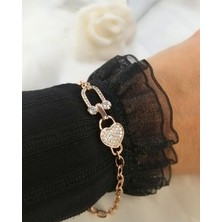 Sonat Collection Vip Seri Xupıng 19,5 cm Solmaz, Kararma Yapmaz Zirkon Taşlı Rose Gold Tıffany Bileklik