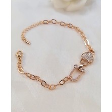 Sonat Collection Vip Seri Xupıng 19,5 cm Solmaz, Kararma Yapmaz Zirkon Taşlı Rose Gold Tıffany Bileklik