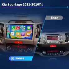 Kia Sportage 2011-2016 Yıl Android Sürüm 13 Kablosuz Carplay Navigasyon Multimedya 9 Inç Ekran 2Gb Ram 32Gb Rom Hafıza Çerçeveli ve arka görüş kameralı
