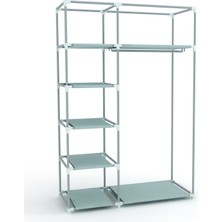 Dzgn Home Tek Yandan Raflı Çelik Metal Bez Dolap Gardrop