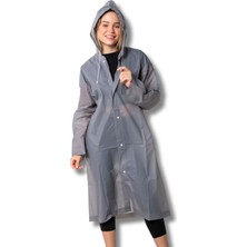 By Marine Kadın Erkek Yağmurluk Kapüşonlu Çıtçıtlı Eva Gri Yağmurluk BYMMRC881R05