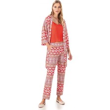 Kadın Yazlık Ip Askılı Sabahlıklı Pijama Modal Pamuk 3lü Set Homewear Dowry 15-13