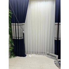 Nivemes Home Bambu Simli Beyaz Tül Perde 1/3 Sık Pileli Özellikli Düz Desenli
