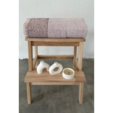 Sevim Püsküllü Bambu Banyo Havlusu - Lila Renk Ekstra Yumuşak Havlu - 70X140 cm - Kabartma Bordürlü