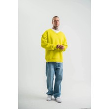 Tarz Yeri Geniş V Yaka Kol Ribana Detaylı Sweatshirt - Sarı