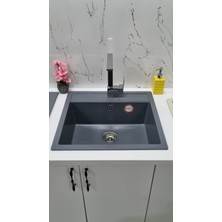 Granite Rising Granit Eviye Gri Renk 56x51 Cm Tek Gözlü Mutfak Eviyesi