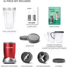 Magic Bullet Yüksek Hızlı Blender NBR-1212R Kırmızı 3l 9'lu Set