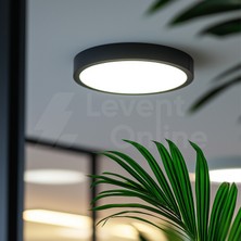 Maxled MX-1052N - 18W 4000K Ilık Beyaz | Siyah Kasa Sıva Üstü Yuvarlak LED Panel