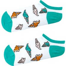 Carnaval Socks Renkli Dondurma Desenli Beyaz Renkli Patik Spor Çorap