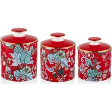 Scarlet 3 Lü Porselen Baharatlık Baharat Takımı Kavanoz