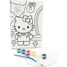 Lila Fil 3'lü Minik Ressam Seti 20 x 30 cm Önçizimli Tuval 2 Adet Fırça Palet ve Boya