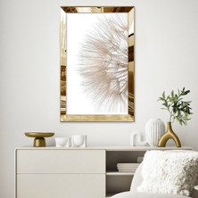 Zevahir Mobilya Dekorasyon Gold Aynalı Pleksi Çerçeveli Modern Altın Sarısı Beyaz Minimal Soyut Çizim Tablo