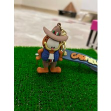 Chipper Lüx Model Garfield Cowboy Şapkalı Figürü Anahtarlık Aksesuar Çanta Süsü Silikon 3D Aksiyon Figürü