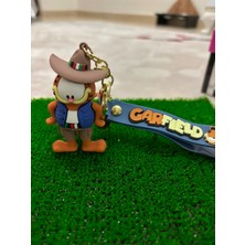 Chipper Lüx Model Garfield Cowboy Şapkalı Figürü Anahtarlık Aksesuar Çanta Süsü Silikon 3D Aksiyon Figürü