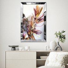 Zevahir Mobilya Dekorasyon Gümüş Aynalı Pleksi Çerçeveli Modern Pembe Siyah Beyaz Desenli Soyut Çizim Tablo