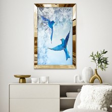 Zevahir Mobilya Dekorasyon Gold Aynalı Pleksi Çerçeveli Mavi Arı Kuşu Tablosu