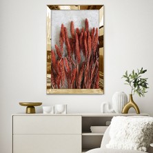 Zevahir Mobilya Dekorasyon Gold Aynalı Pleksi Çerçeveli Kırmızı Kuru Otlar Tablosu