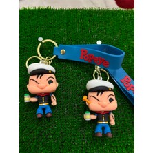 Chipper Popeye Keychain - Popeye Anahtarlık Karikatür - Çanta Araba Anahtarlığı Lüx Büyük Model Slikonlu