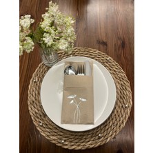 Gümüş Yaldızlı Kraft Cepli Havuç Çiçeği Peçete 12 Adet 40X40