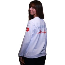 A Kalite 112UZUN Kollu Beyaz Renk Sweat Unisex Modeli