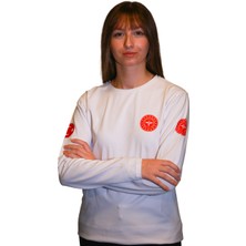 A Kalite 112UZUN Kollu Beyaz Renk Sweat Unisex Modeli