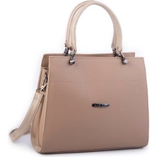 Nas Bag Orjinal Kadın El ve Omuz Çantası Klasik Şık Kum Mngo (En :30 cm BOY:26CM)