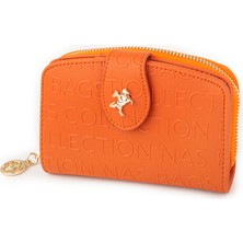 Nas Bag Kadın Çoklu Kart Bölmeli Cüzdan Turuncu  Gofraj