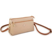 Nas Bag Kadın Çapraz ve Clutch Çanta Bilek ve Çapraz Askılı Kum Taba  Gofraj  (24X15 Cm)