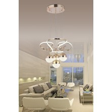 Woodhub Papatya 3 Renk Gold ( Sarı Beyaz ve Gün Işığı ) Lu x ury LED Kristal Taşlı Avize Concept