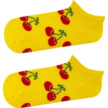 Carnaval Socks Kiraz Desenli Sarı Renkli Patik Çorap
