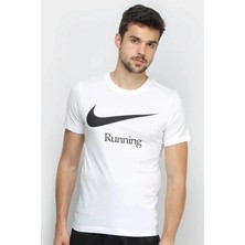 Nike Running Dri Fit Mens T-Shirts Erkek Koşu Tişört Beyaz