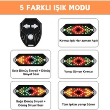 Streak Bisiklet Scooter Dönüş Sinyali 5 Farklı Işık Şarjlı Arka LED Uyarı Işığı Uzaktan Kumanda