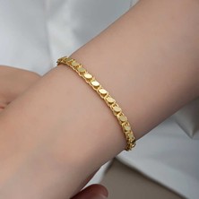 Stumbanng 925 Ayar Gümüş Gold Pullu Zincir Kadın Bileklik