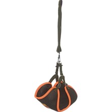 Colezium Kedi Köpek Havalı Göğüs Tasma Seti Small 32-40 cm + 130 cm Haki Turuncu