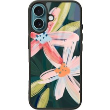 S-Case iPhone 16 Suluboya Çiçek Tasarımlı Glossy Telefon Kılıfı