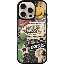 S-Case iPhone 16 Pro Retro Sticker Tasarımlı Glossy Telefon Kılıfı